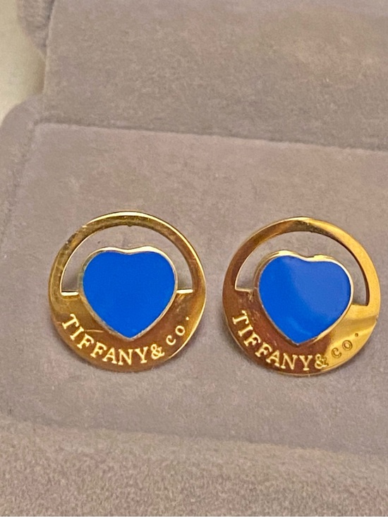 Fashion Jewelry Jewelry - Fashion Jewelry 14K Gold Plated Luxury Stud Earrings with Blue Heart Enamel
